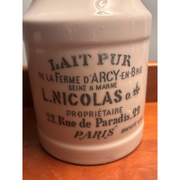 Vtg Porcelain Milk Bottle Lait Pur de la Ferme d'Arcy-en-Brie Paris Green Letter - Picture 5 of 6